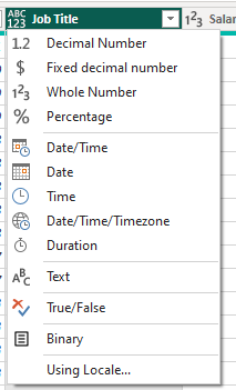 Data Type in Power BI